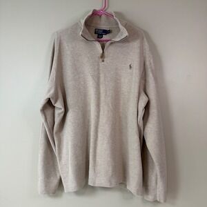 Polo Ralph Lauren XXL 1/4 Zip Estate Rib Pullover Sweater Preppy Logo Heritage